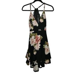 Emerald Sundae Black‎ Floral Lace Dress Size Large